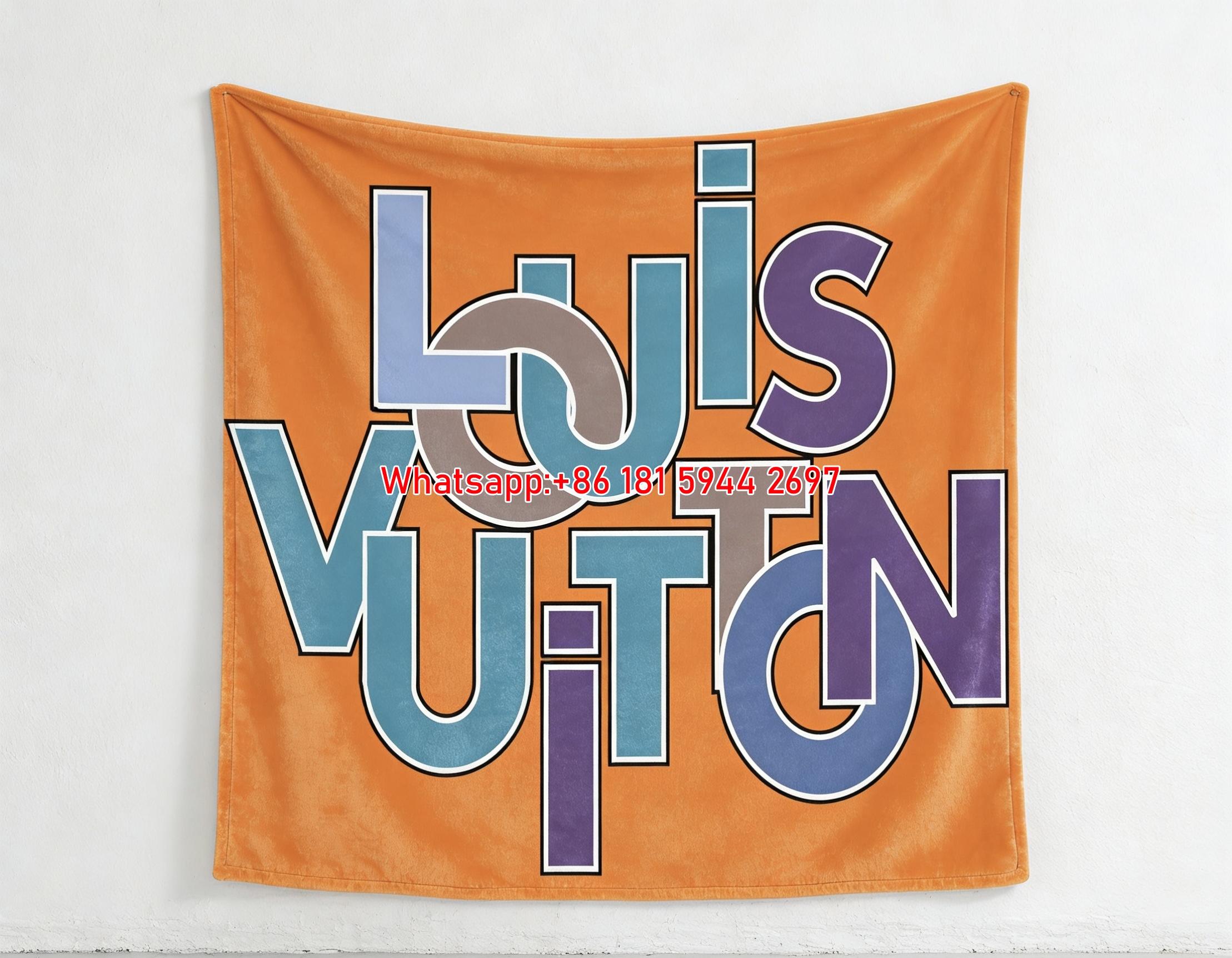 Colorful LV Lettering Flannel Throw Blanket 331
